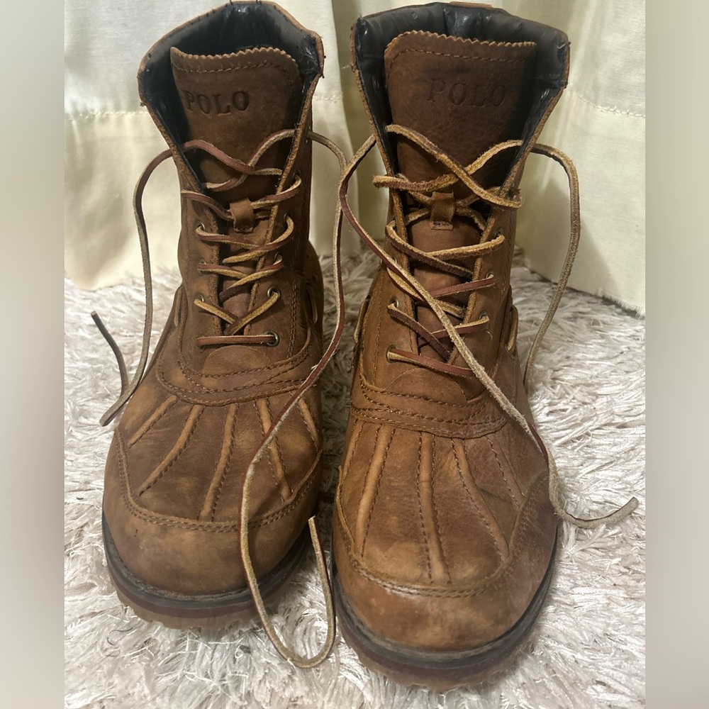 Polo by Ralph Lauren Men's Distressed Tan Leather Boots size 9